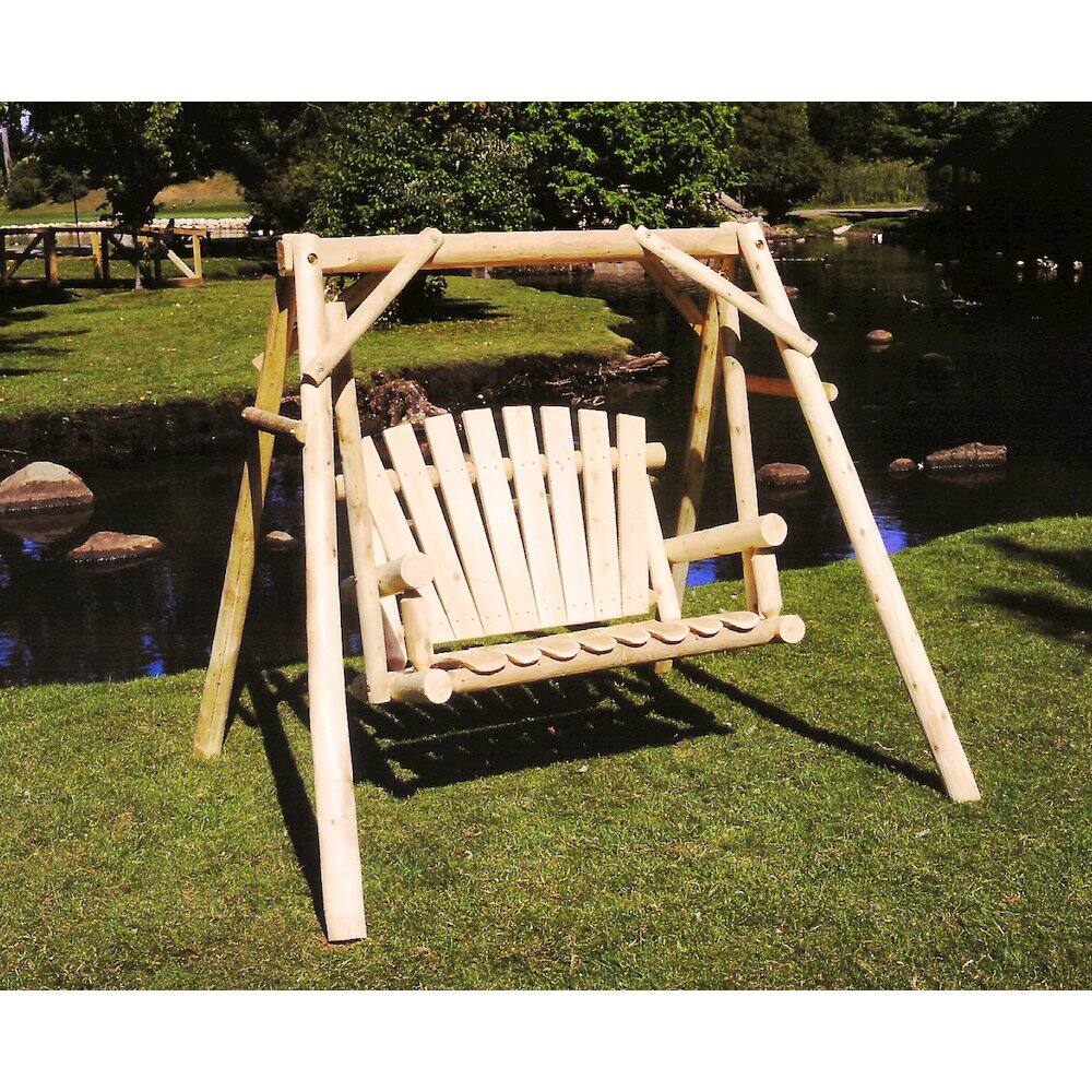 Alt View 2. Contoured Comfort - Cedar Log 4ft Yard Swing - Brown.