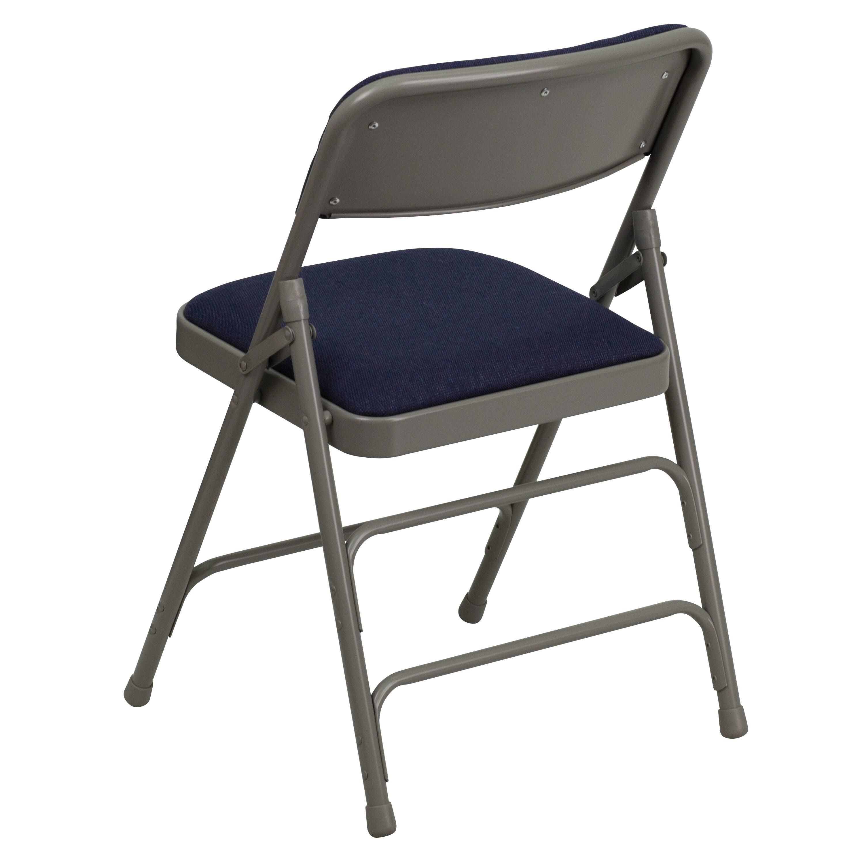 Alt View 9. Emma + Oliver - 4 Pack Home & Office Portable Party Events Padded Metal Folding Chair - Navy Fabric/Gray Frame.