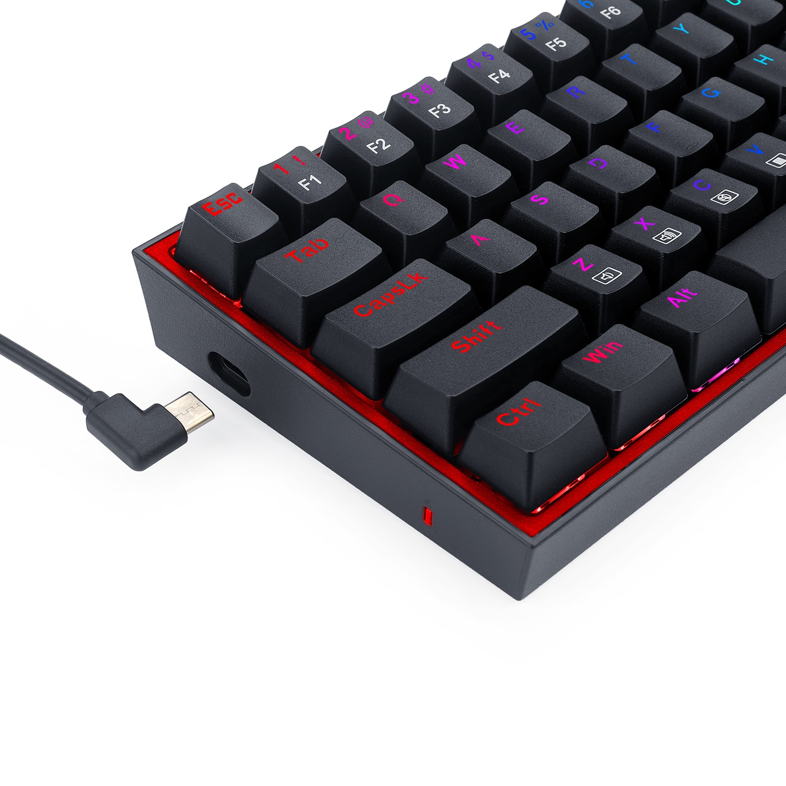 Alt View 15. REDRAGON - K631-RGB 65% Wired Mechanical Red Switch Gaming Keyboard with RGB Backlighting - Black.