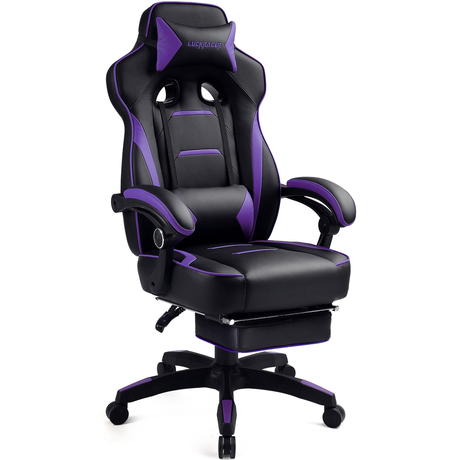 Front. GTPlayer - F59 Racing Style Gaming Chair with Footrest - Purple.