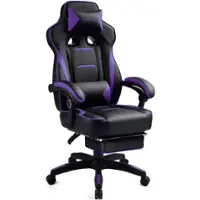 GTPlayer - F59 Racing Style Gaming Chair with Footrest - Purple - Front_Zoom