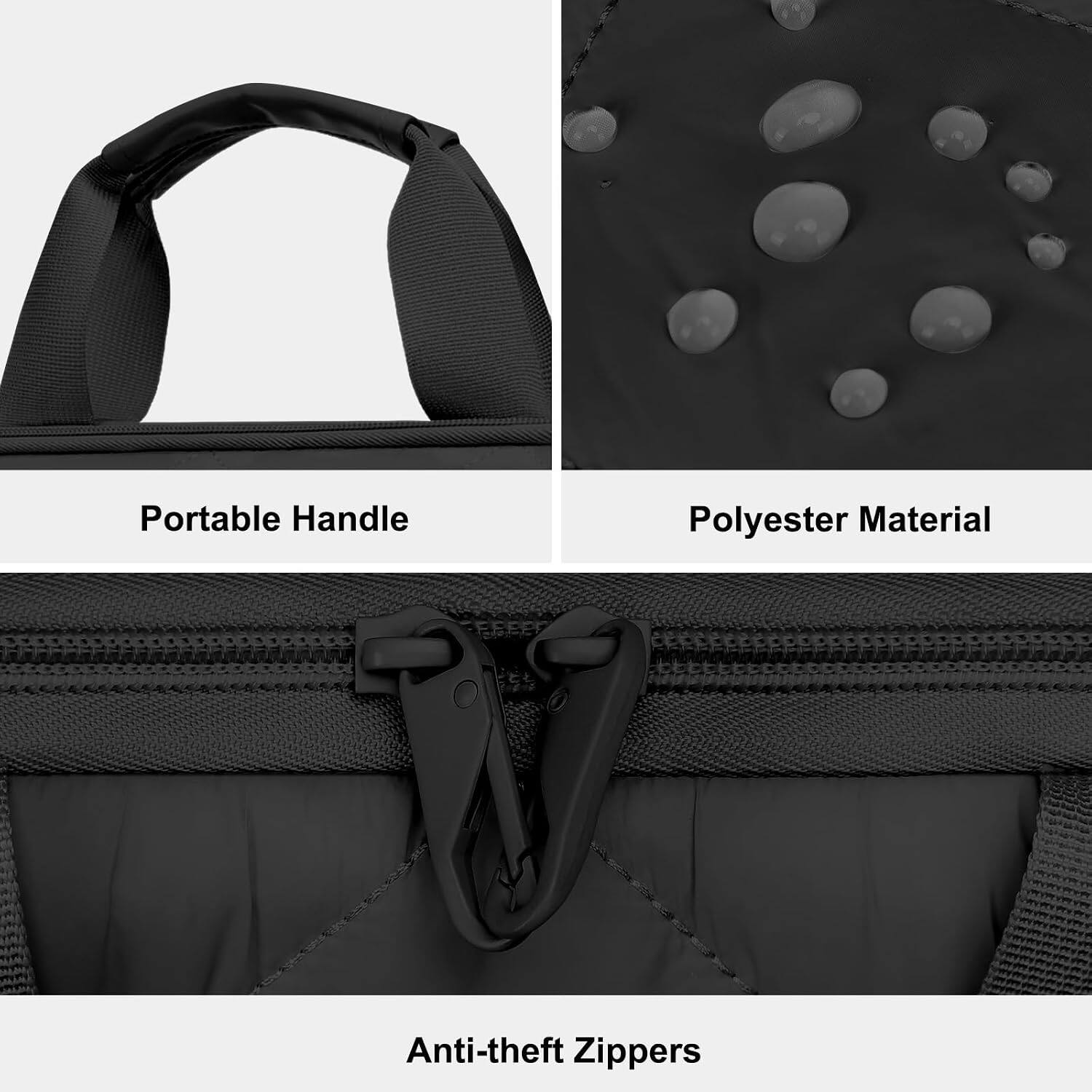 Portable Handle  
Polyester Material  
Anti-theft Zippers
