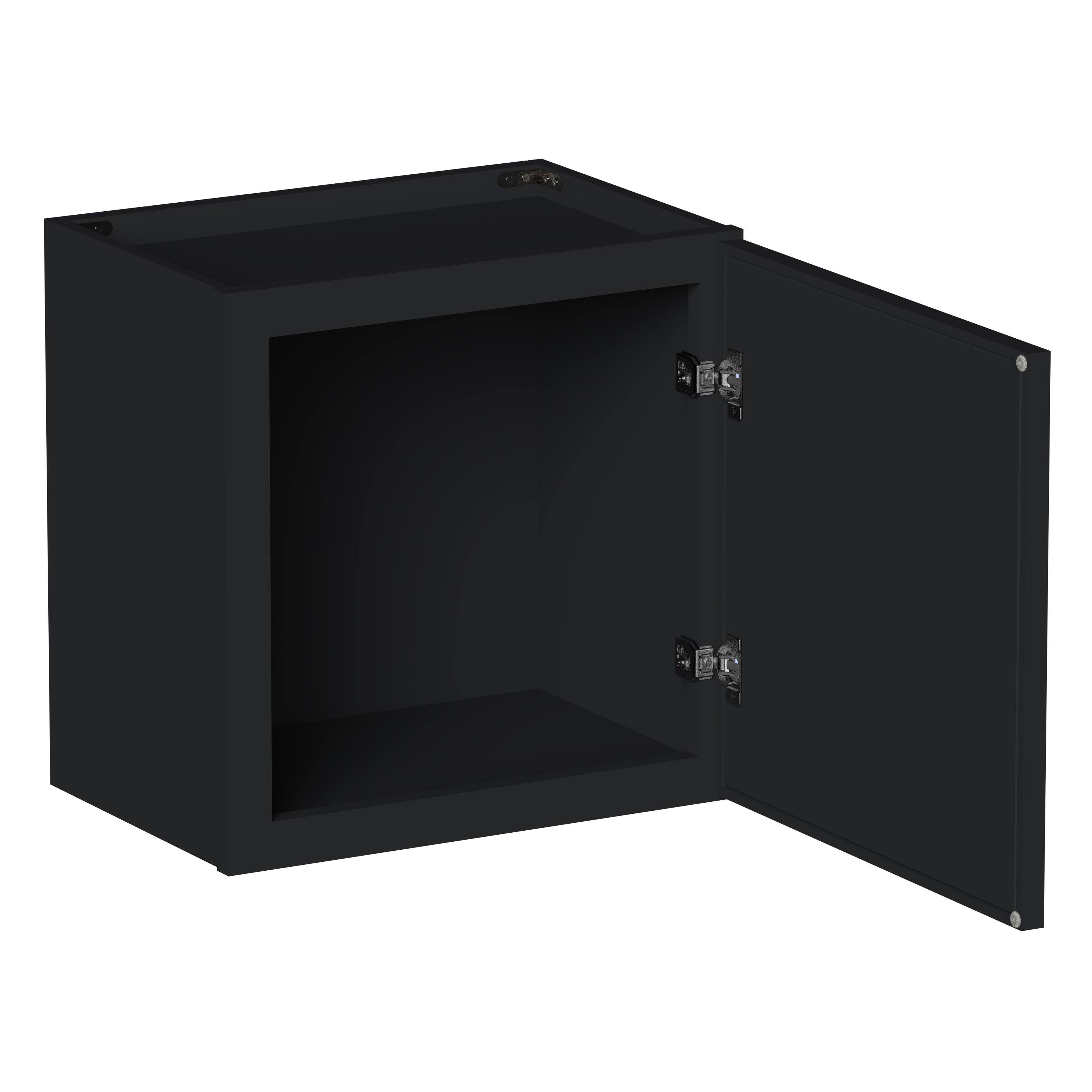 Angle. Boyel Living - 18-in W x 18-in H x 12-in D Shaker RTA Kitchen Wall Cabinet with Soft-Close - Black.