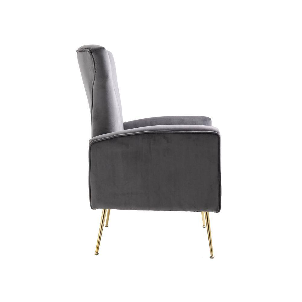 Alt View 3. Carolina Chair & Table - Cela Velvet Upholstered Wingback Chair - Grey - Grey.