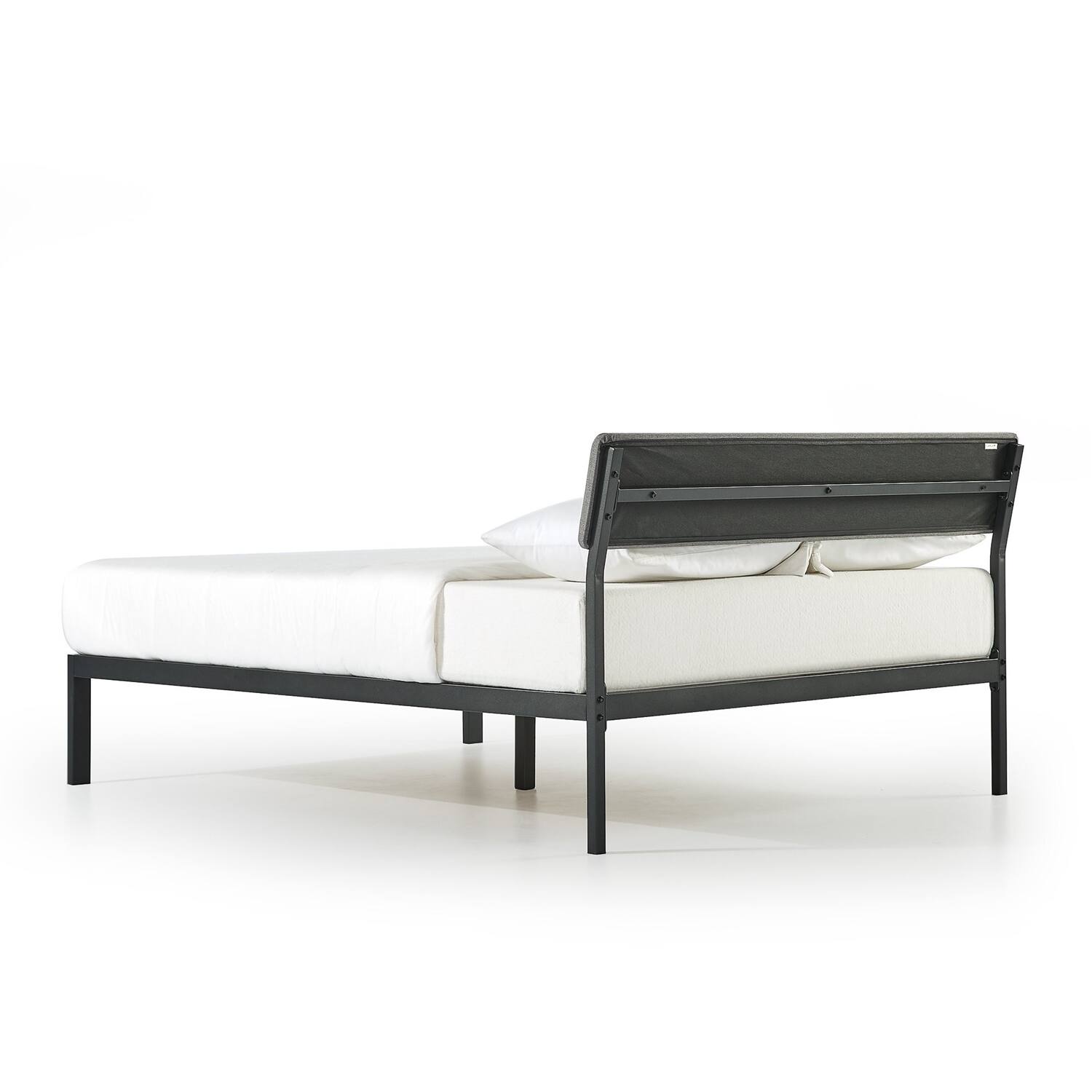 Back. Hivvago - King Size Grey Soft Fabric Metal Headboard Platform Bed Wooden Slats - Grey.