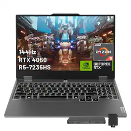 Lenovo - LOQ 15.6" FHD Gaming Laptop,AMD Ryzen 5 7235HS,16GB DDR5,1TB SSD+1TB Dock Set,GeForce RTX 4050,Win 11 Home,Grey - Gray