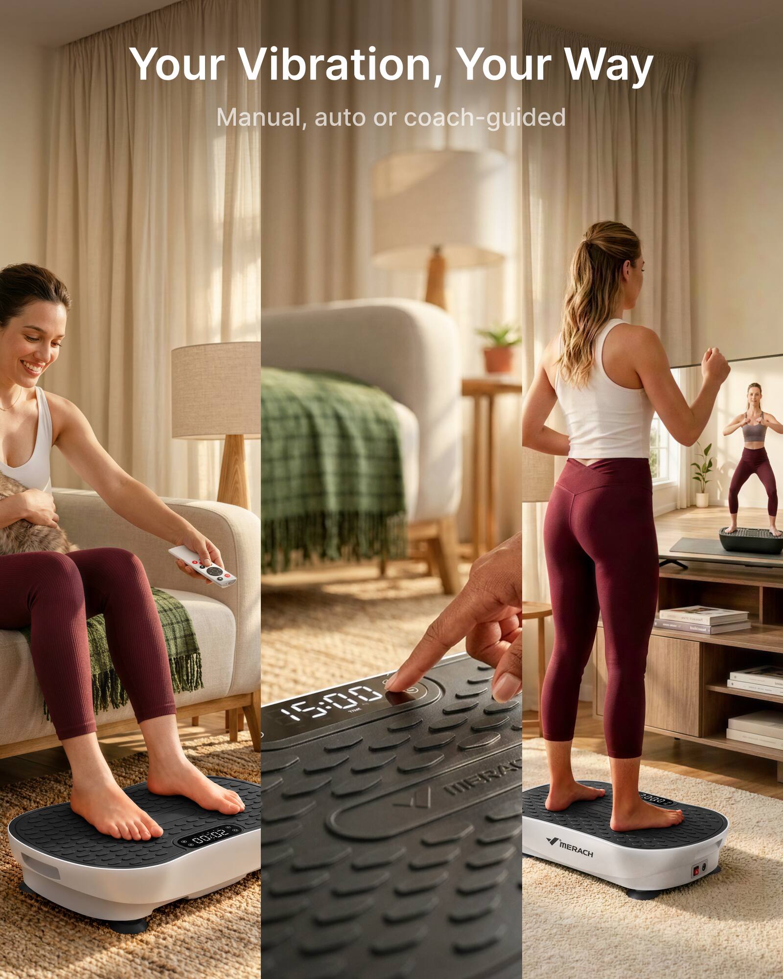 MERACH Vibration Plate with Child Lock, 99 Speeds, 10mm Amplitude, 5 ...