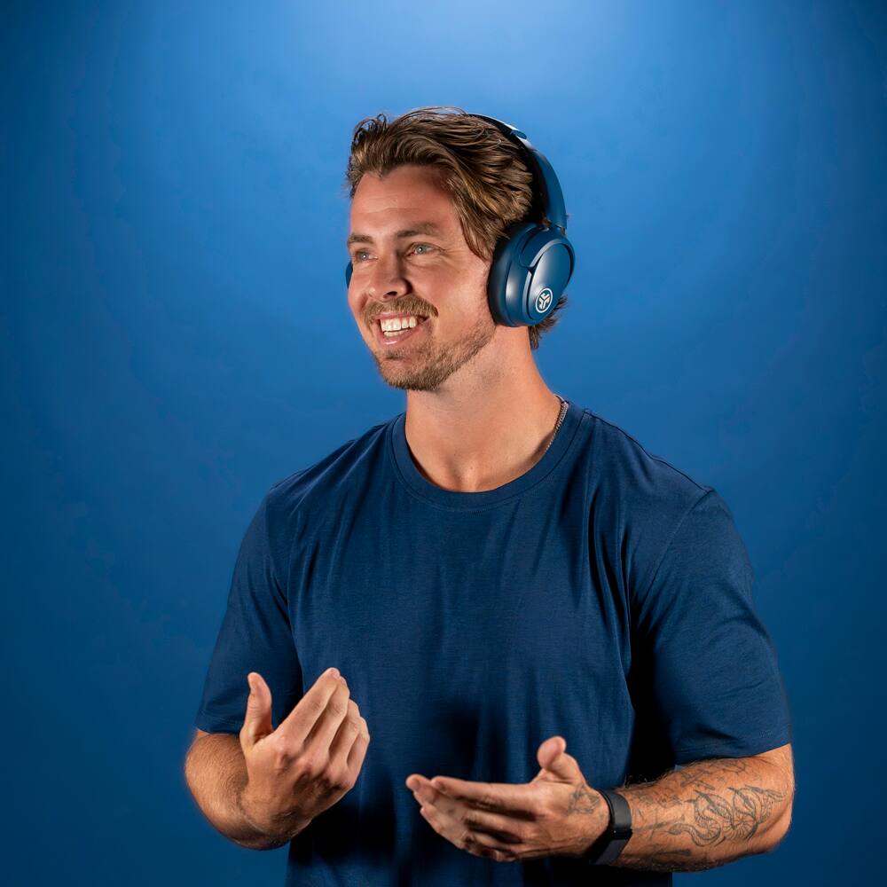 Alt View 6. JLab - JBuds Lux ANC Wireless Bluetooth Over-Ear Headphones with Active Noise Cancelling, Spatial Audio & 70+ Hour Battery - Navy.