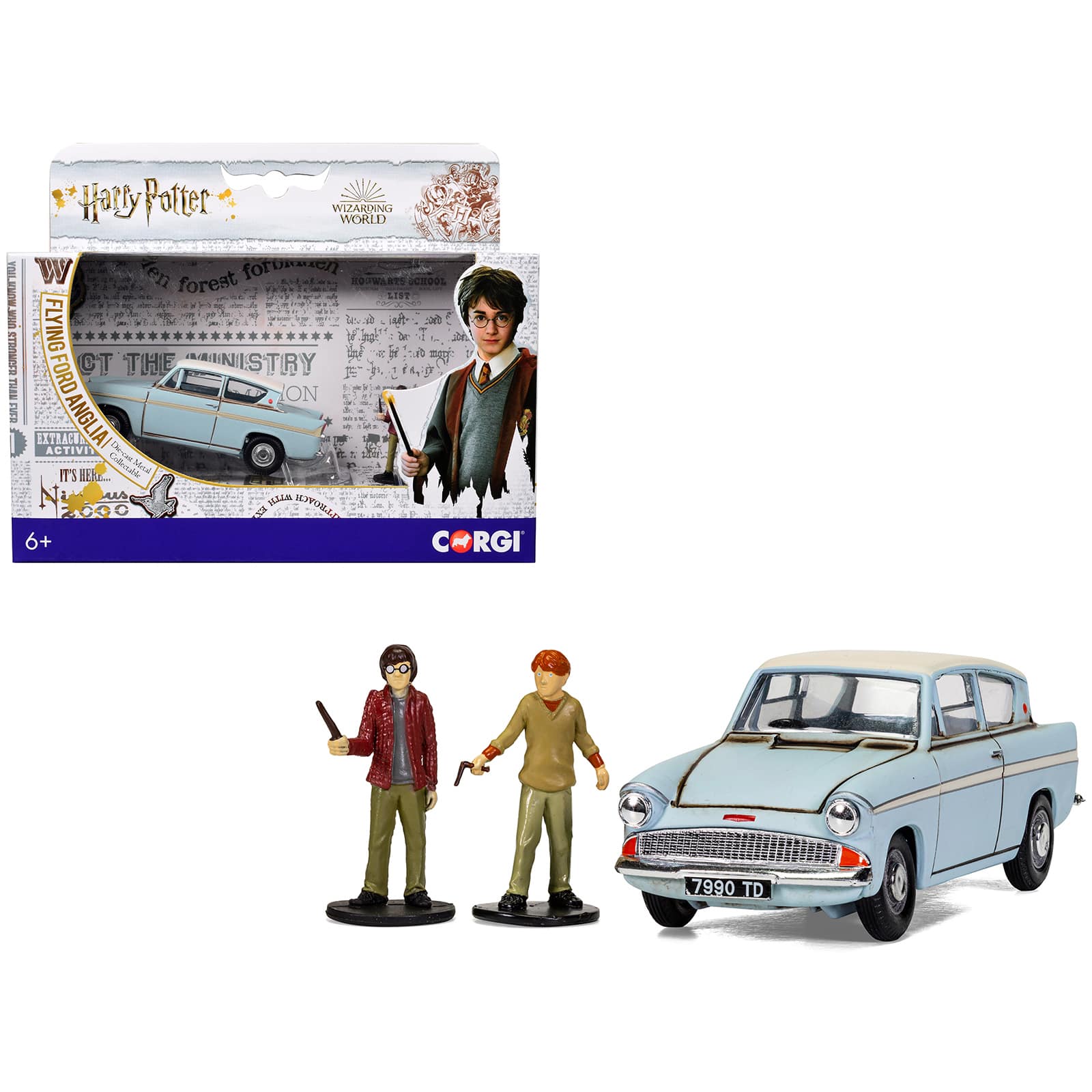 "Flying Ford Anglia RHD Light Blue with White Top (Weathered) with Figures ""Harry Potter"" Movie Diecast Model by Corgi" price history on PriceWatchPro