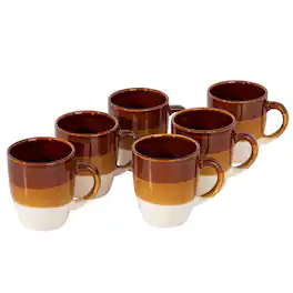 Gibson - Home Yellowstone 6 Piece 12 Ounce Stoneware Mug Set and White - Brown
