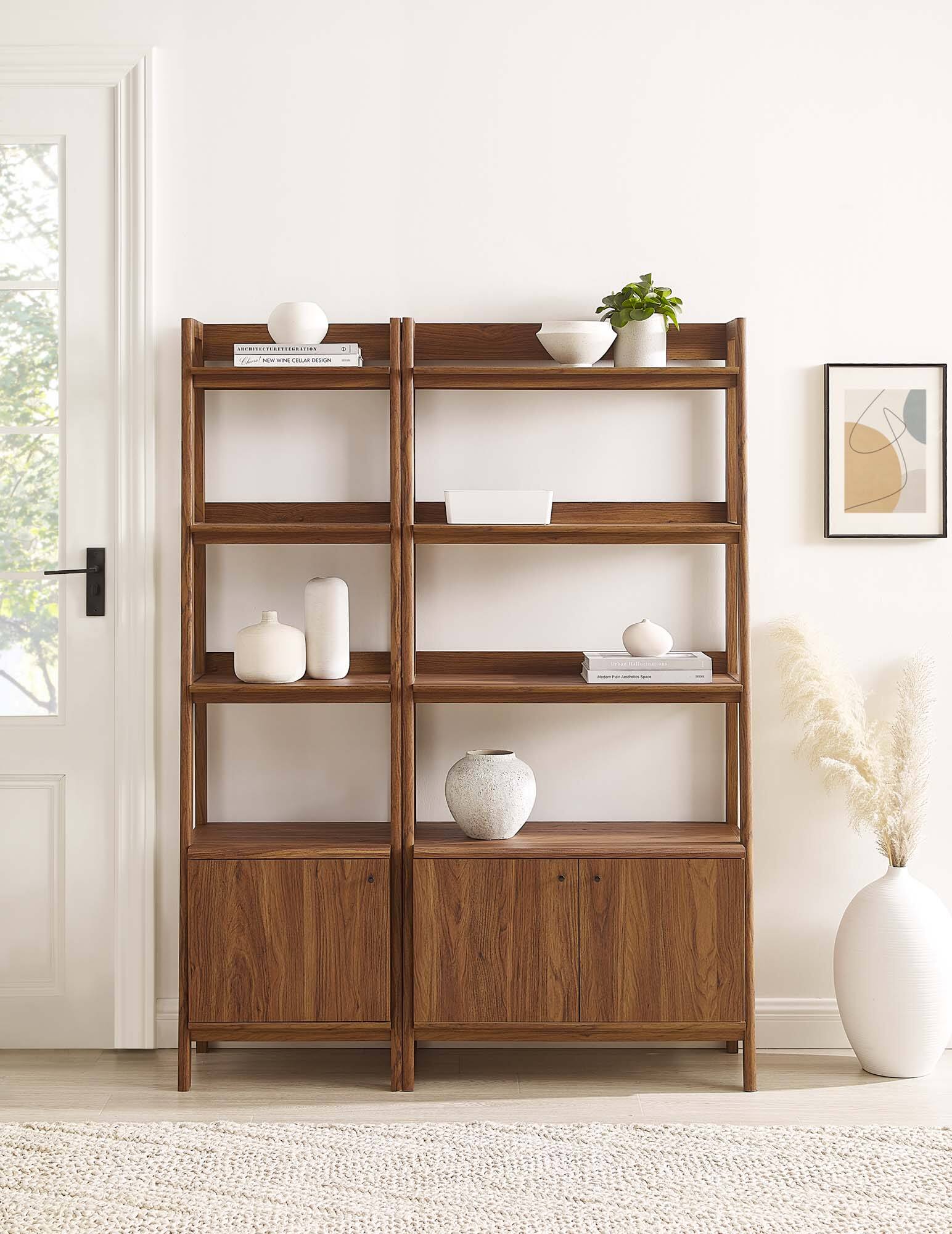 Back. Modway - Bixby Wood Bookshelves Set of 2 by Modway - Walnut.