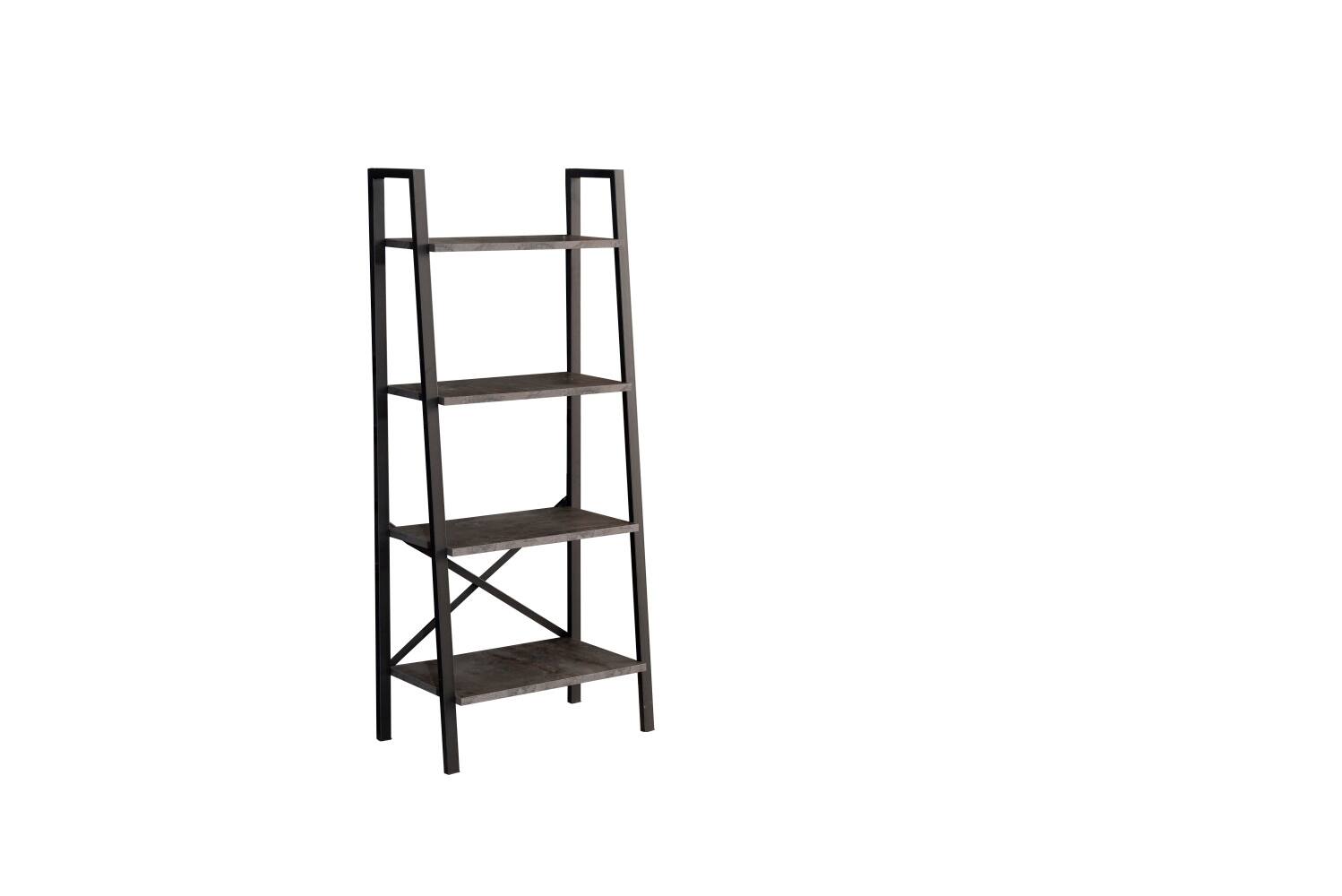Left. TinyHomie - Leon 5 Tier Modern Ladder Bookshelf Organizers Metal Frame Bookshelf for Small Spaces - Grey.