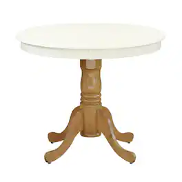 FurniFact - Linen White Oak Round Pedestal Dining Table - White & Oak