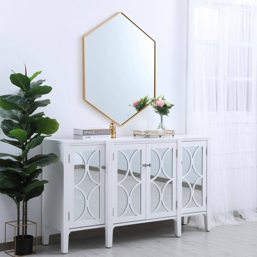 Alt View 9. Elegant Decor - Metal frame hexagon mirror 30 inch in Brass - Brass.