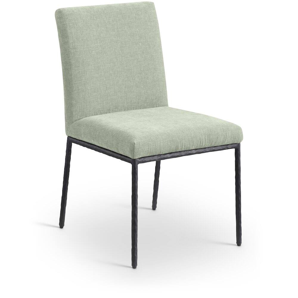 Alt View 1. Meridian Furniture - Reeves Mint Chenille Fabric Upholstered Dining Side Chair, Set of 2 - Black.