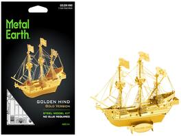 Model Kit Golden Hind Galleon Version (Moderate Difficulty) Steel Model by Metal Earth - Gold
