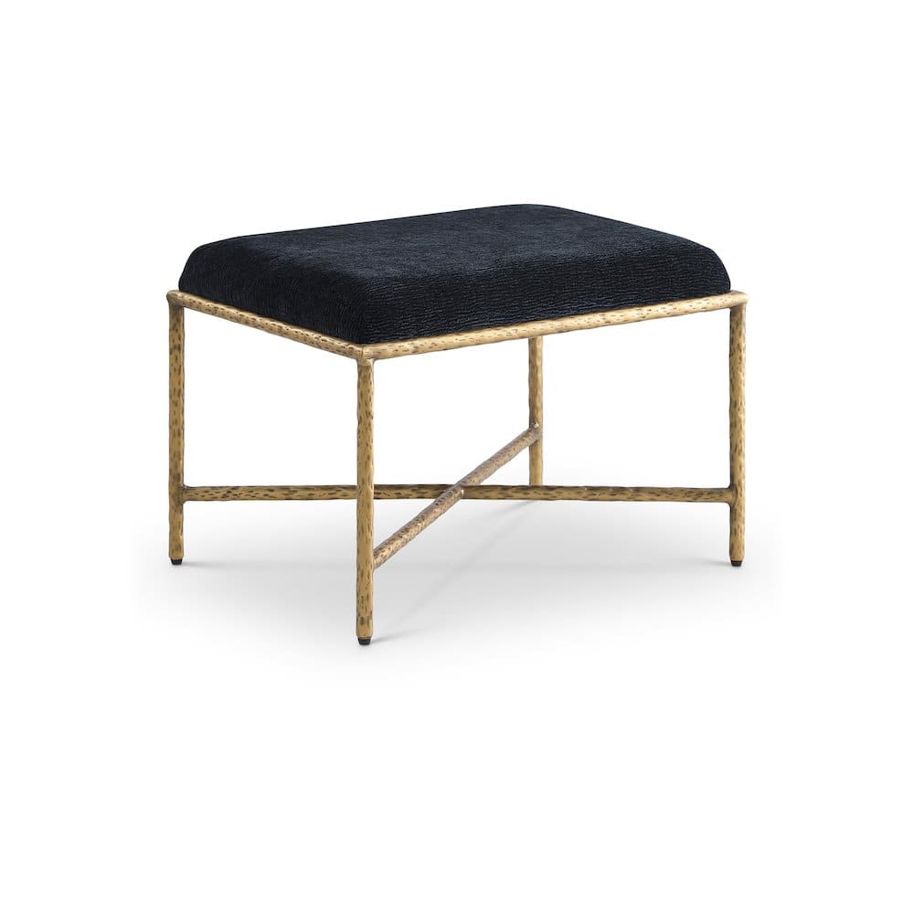 Front. Meridian Furniture - Valley Black Chenille Fabric Bench - Black.