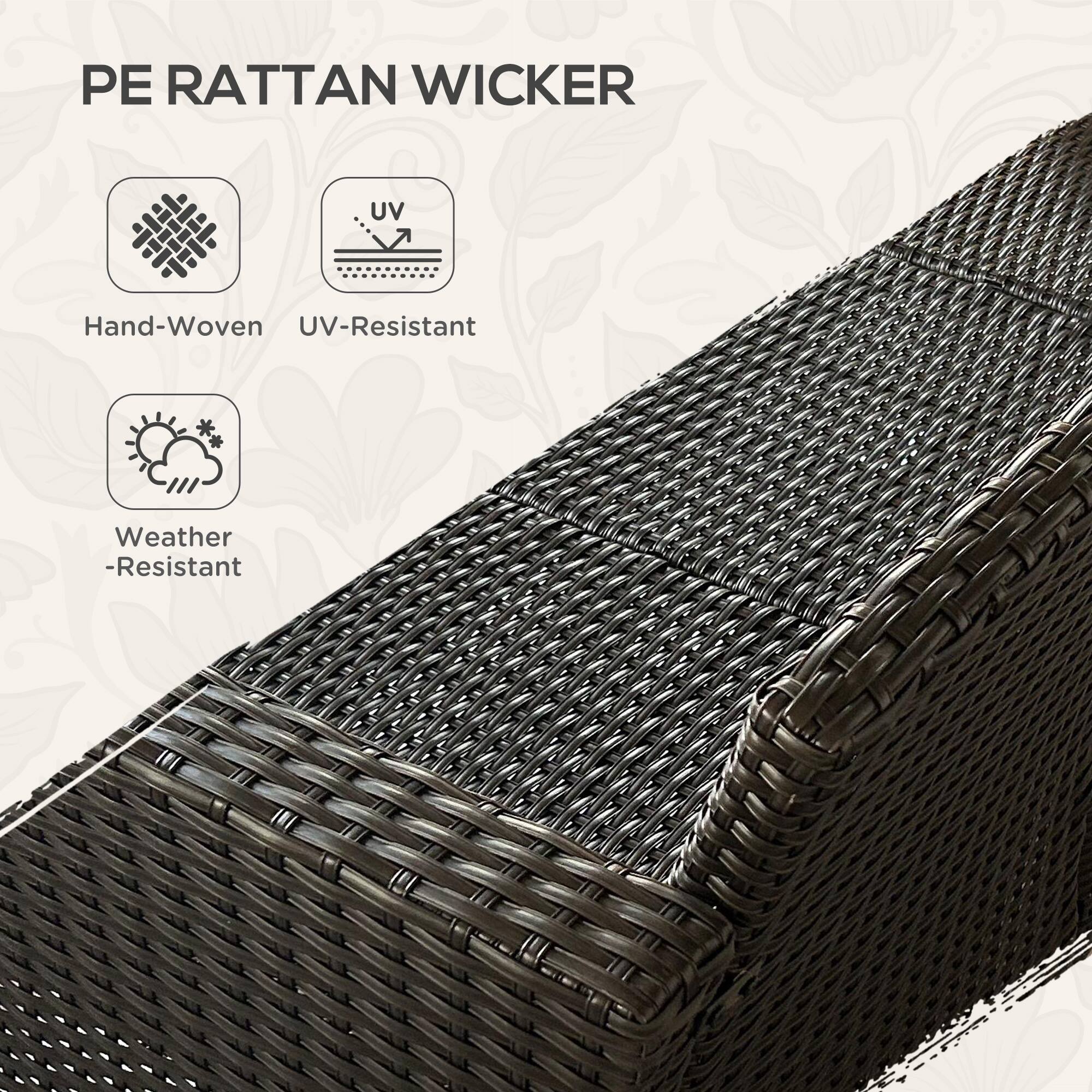 PE RATTAN WICKER

- Hand-Woven
- UV-Resistant
- Weather-Resistant