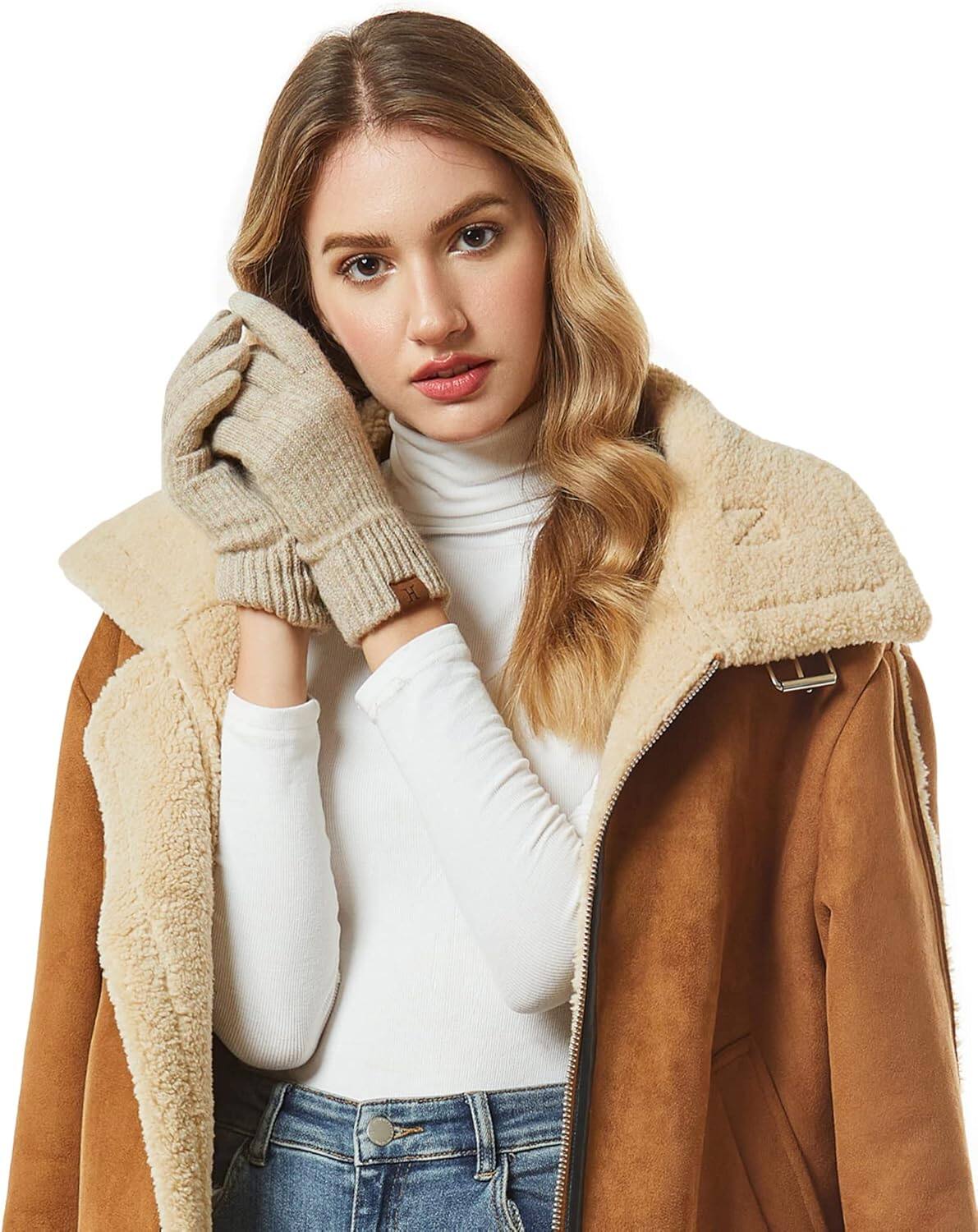 Alt View 2. Cozy Serene - Womens Winter Warm Touchscreen Gloves Thermal Knit Cold Weather Gloves for Women (Touchscreen, Heated) - Blue-One Size.