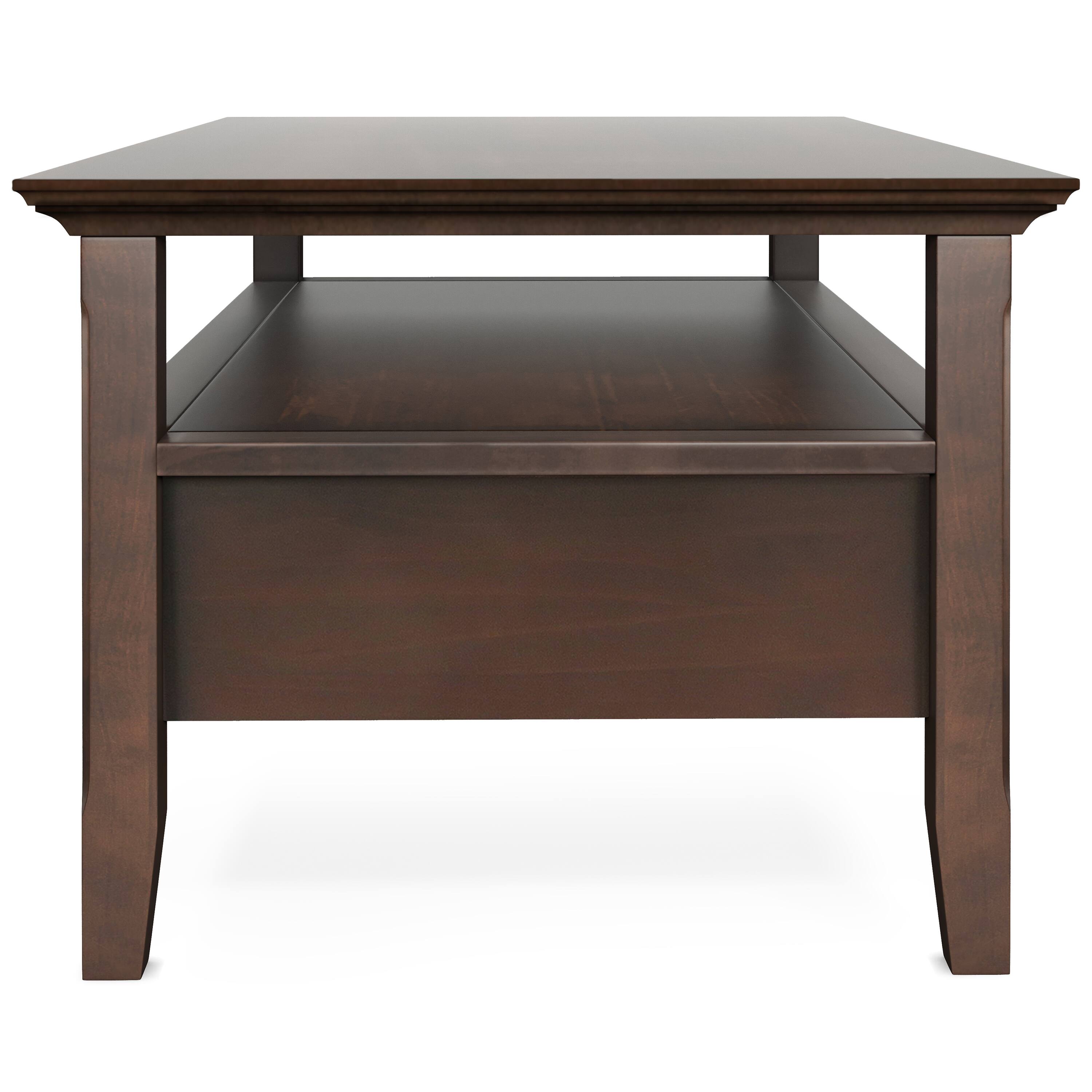 Alt View 4. Simpli Home - Acadian 48 inch Wide Solid Wood Coffee Table with Drawer in Brunette Brown - Brunette Brown.