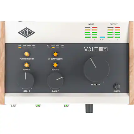 INPUT OUTPUT
LA 1 E 5 I 2 21 2
HOST I I 11 20 2
VOC GTR FAST OFF
VOC GTR FAST OFF
VOLT 2 76
COMPRESSOR
COMPRESSOR
VINTAGE
VINTAGE
GAIN 1
GAIN 2
DIRECT
MONITOR