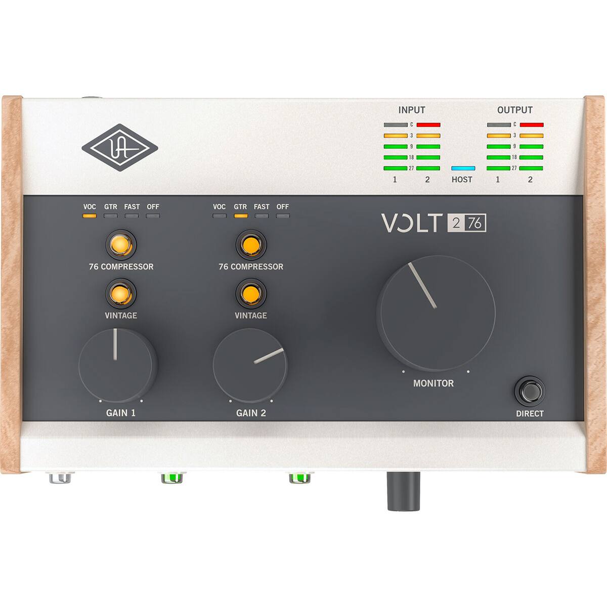 INPUT OUTPUT  
LA 1 E 5 I 2 21 2  
HOST I I 11 20 2  
VOC GTR FAST OFF  
VOC GTR FAST OFF  
VOLT 2 76  
COMPRESSOR  
COMPRESSOR  
VINTAGE  
VINTAGE  
GAIN 1  
GAIN 2  
DIRECT  
MONITOR