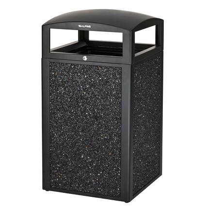 Front. Alpine Industries - 40 Gallon Steel Outdoor Trash Can with Insert Liner and Dome Lid - Gray.