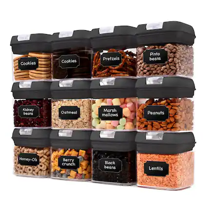 Cookies
Cookies
Pretzels
Pinto beans
Kidney beans
Oatmeal
Marshmallows
Peanuts
Honey-O's
Berry crunch
Black beans
Lentils