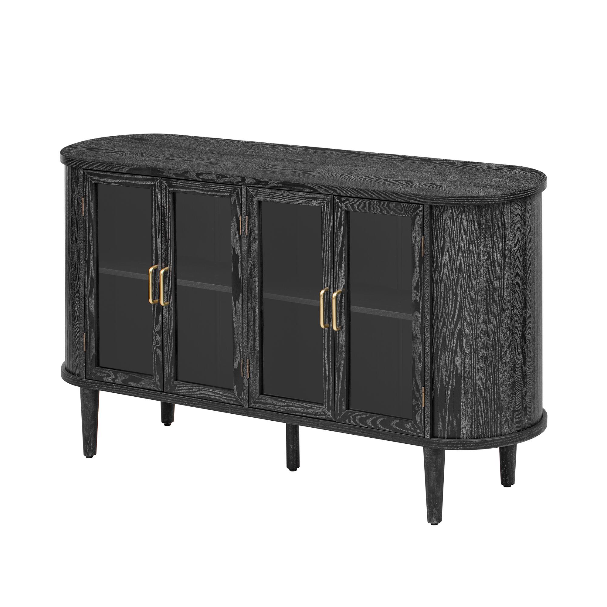 Alt View 7. Spaco - Spaco Farmhouse Buffet Cabinet,Sideboards with Glass Doors, Adjustable Shelves Storage for Kitchen Dining Room - Black.