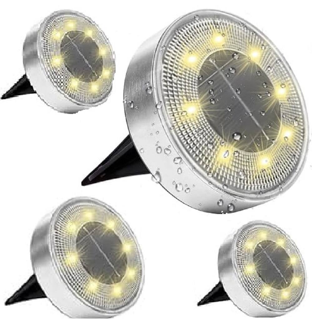 Front. Auledio - 4pcs 86 type warm light solar buried lamp box charged surcha - warm light.