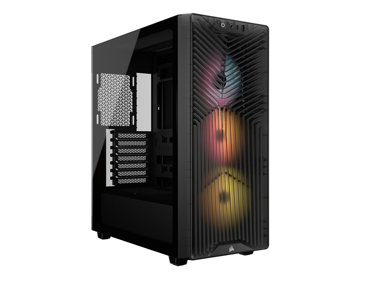 Front. CORSAIR - CORSAIR 3200D RS ARGB Mid-Tower Chassis, 3x RS120 ARGB Fans, DIY Features, Smoke - Smoke.