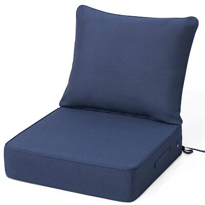 Crestlive Products - 1/2pc Outdoor Deep Seat Cushion Set 24 x 24 x 4.5in Seat Water and Fade Resistant - Navy Blue