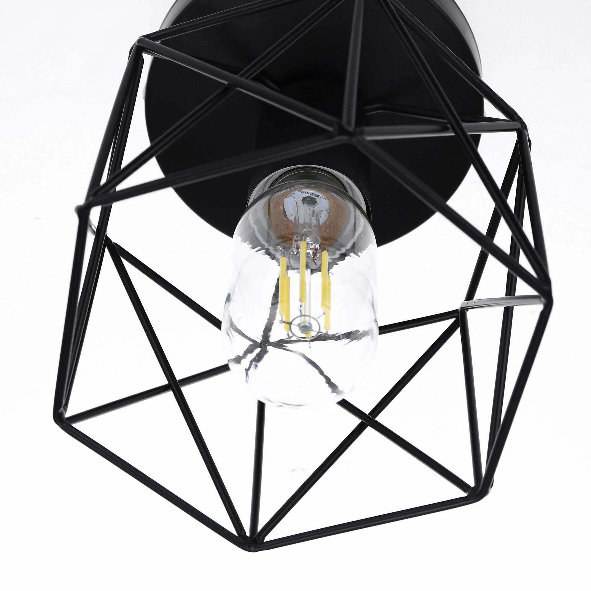 Alt View 3. Jandcase - JANDCASE 1-Light Industrial Hallway Semi-Flush Mount Ceiling Light,E26 Socket, Non-Integrated Bulbs for Kitchen - Black.