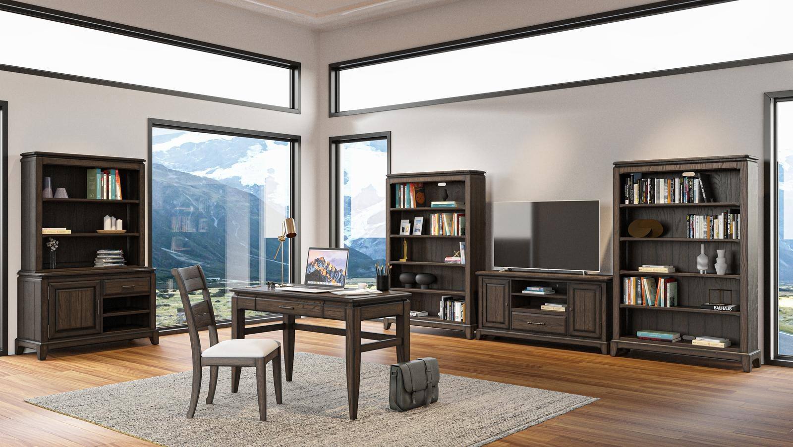 Angle. Spaco - Spaco 50 Inch Writing Desk, Storage Drawer, Built in Power Outlets, Home Office Desk - Chocolate.