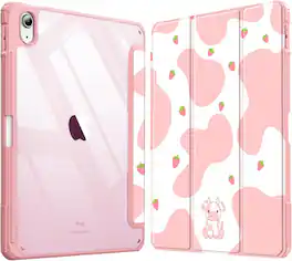 Fintie - Clear Case for iPad (A16) 11-inch 2025 and iPad 10th Gen 10.9 Inch 2022, Shockproof Cover with Transparent Back Shell - Strawberry Cow
