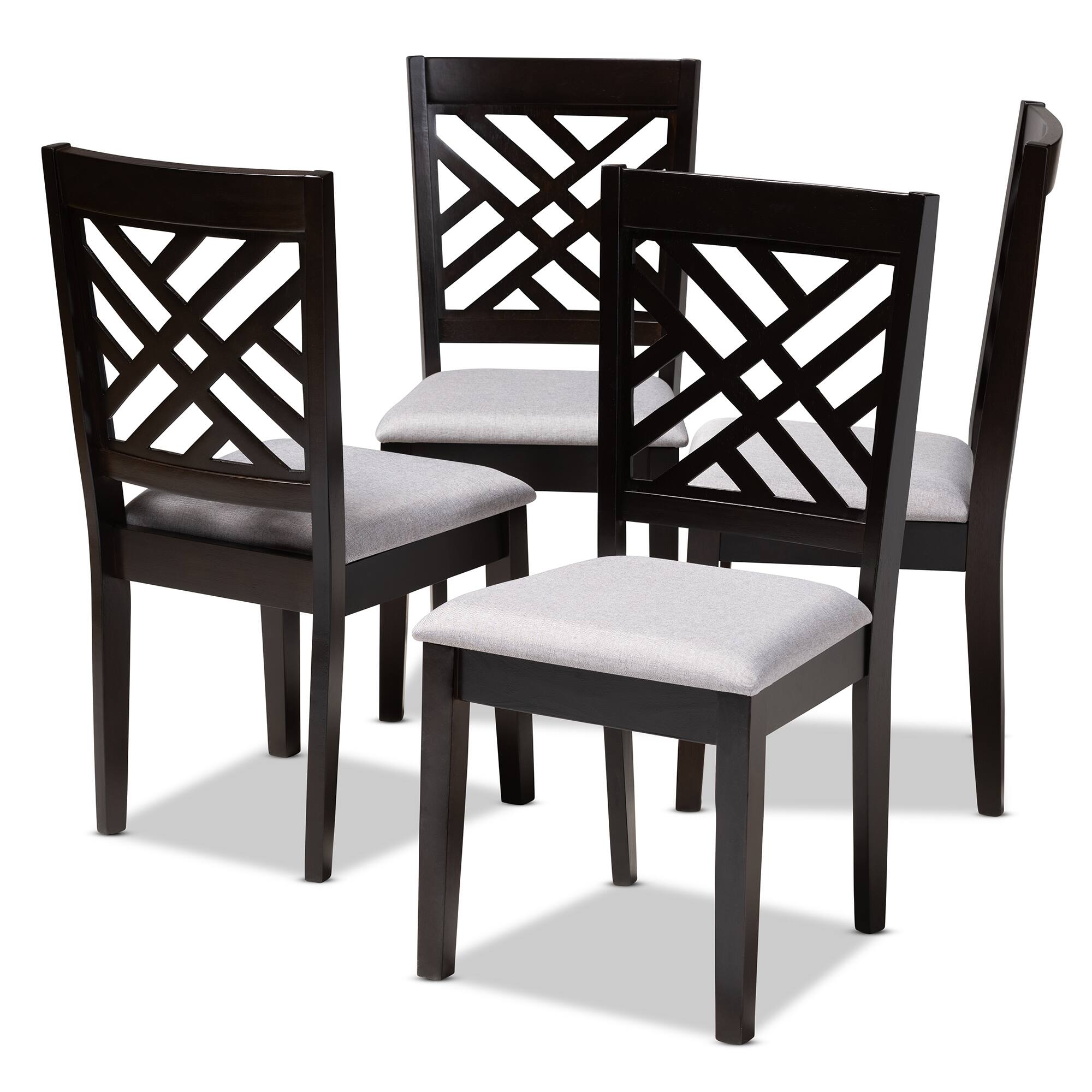 Front. Baxton Studio - Caron Modern and Contemporary Fabric Upholstered Espresso Finished Wood Dining Chair - Gray/Espresso.