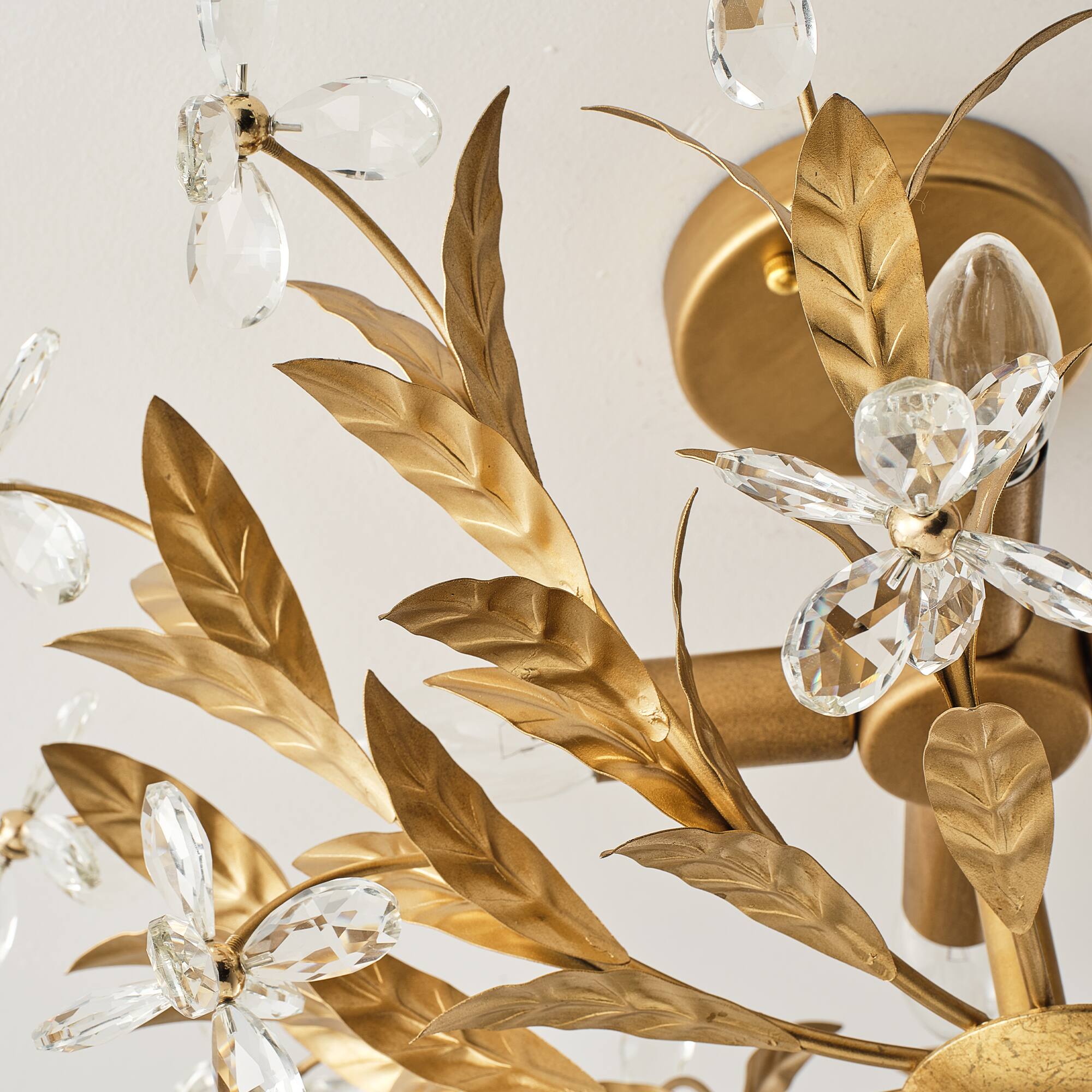 Alt View 6. Vaczon - 4-Light 23.6-Inch Dimmable Floral Crystal Semi-Flush Mount Ceiling Light for Bedroom, Hallway and Dining Room - Gold.