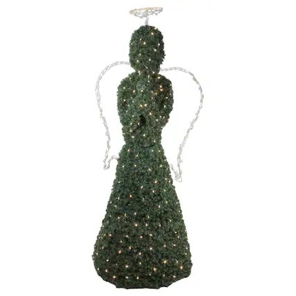 Front. GKI/Bethlehem Lighting - Giant Commercial Grade Angel Topiary Christmas Outdoor Decoration - 6.5' - Warm LED - Green.