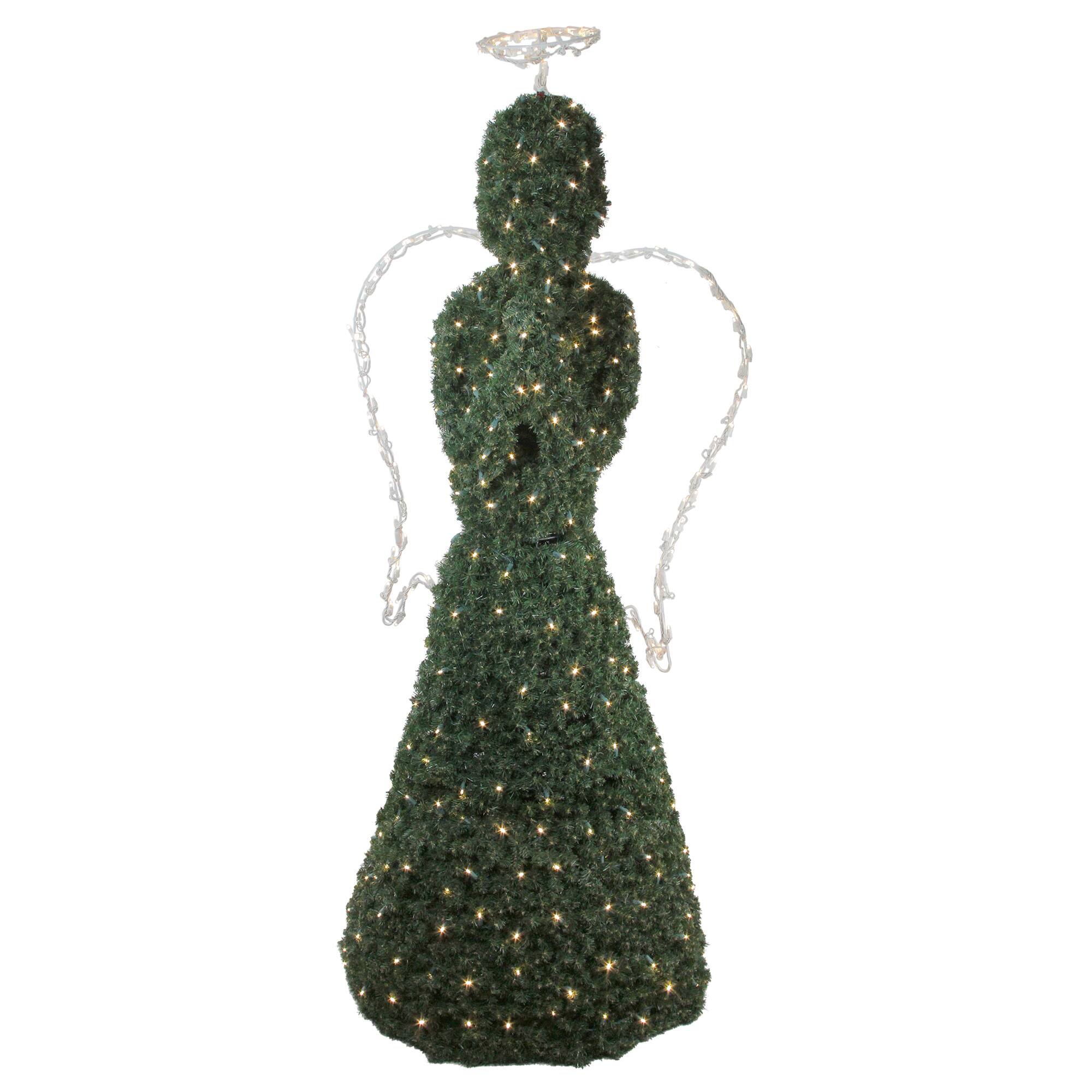 Front. GKI/Bethlehem Lighting - Giant Commercial Grade Angel Topiary Christmas Outdoor Decoration - 6.5' - Warm LED - Green.