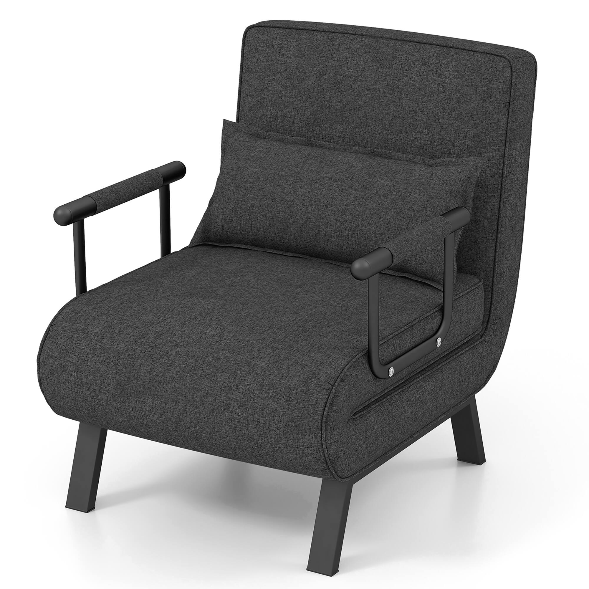 Front. Gymax - Gymax Convertible Sofa Bed 4-in-1 Folding Arm Chair Sleeper w/ 6-Position Adjustable Backrest - Gray.