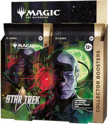 MAGIC THE GATHERING 15 CARDS 13+ MAGIC THE GATHERING STAR TREK 15 CARDS 13+ 13+ May Contain Headliner Signed Card BOOSTERS COLLECTOR