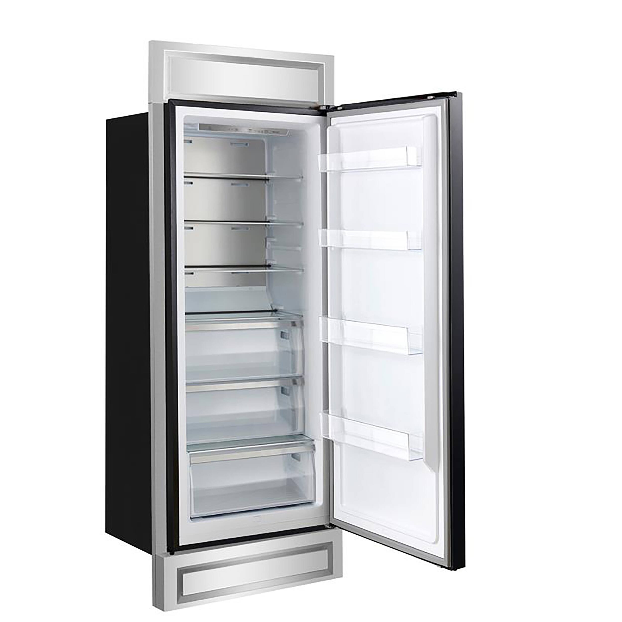 Left. Forno Appliances - Maderno 13.6 Cu. Ft. Built-In Upright Convertible Refrigerator-Freezer with Right Swing Door - Black/Silver.