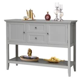 Costway - Sideboard Buffet Table Wooden Console Table w/ Drawers & Cabinets - Gray