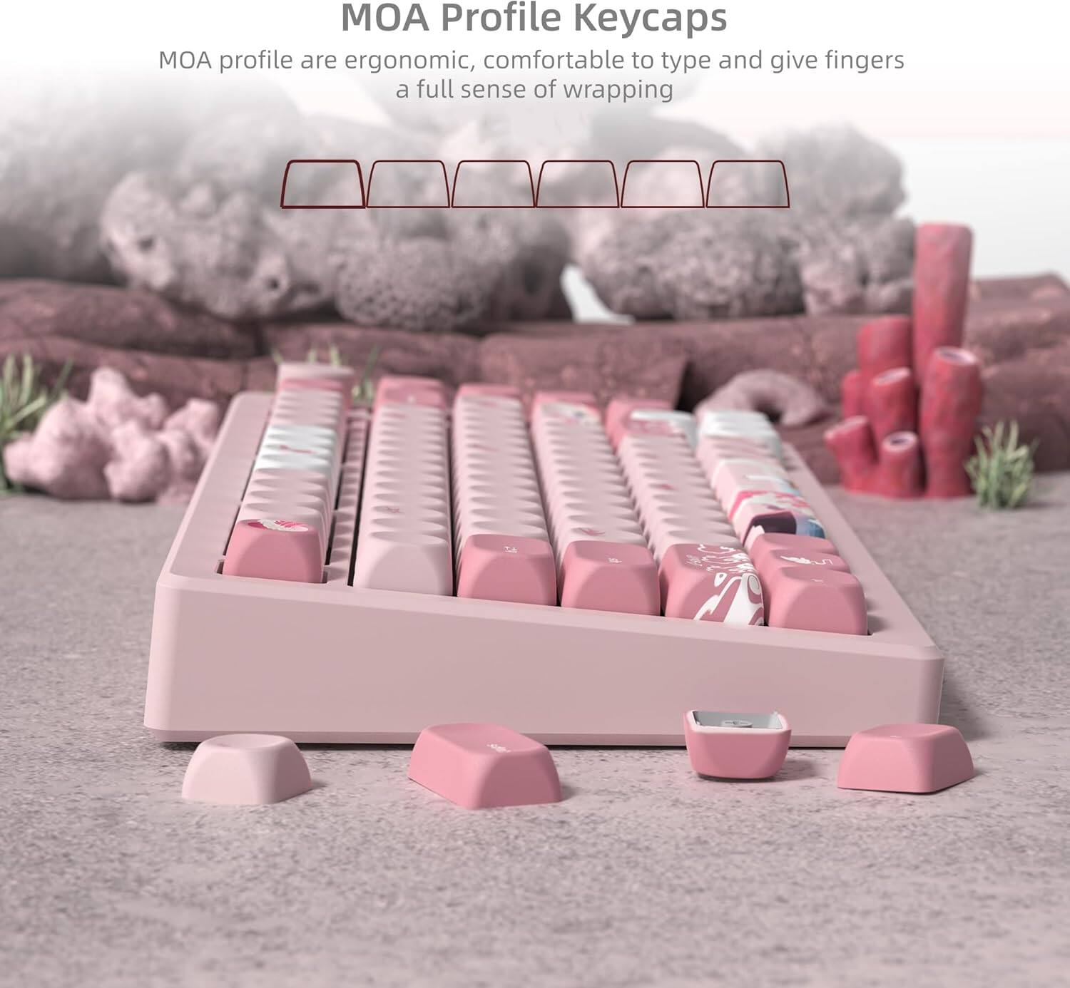 MOA Profile Keycaps

MOA profile are ergonomic, comfortable to type and give fingers a full sense of wrapping