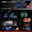 The text on the image can be grouped and corrected as follows:

1. QM6K I 55QM6K TCL NFL: This is a product name or model number for a television.
2. Stunning Visuals: This is a description of the visual quality of the television.
3. 12 QM6K QD-MiniLED: This is a description of the display technology used in the television.
4. Up to LDSOO Precise Dimming Series: This is a description of the television's dimming capabilities.
5. New TCL Halo Control System: This is a description of the television's control system.
6. High Contrast HVA Panel: This is a description of the television's panel technology.
7. Game Accelerator OLED: This is a description of the television's gaming capabilities.
8. AIL - AIRG H! AIPQ Pro Processor: This is a description of the television's processing capabilities.
9. High HDR Brightness: This is a description of the television's brightness capabilities.
10. 144HZ Native Refresh Rate: This is a description of the television's refresh rate capabilities.