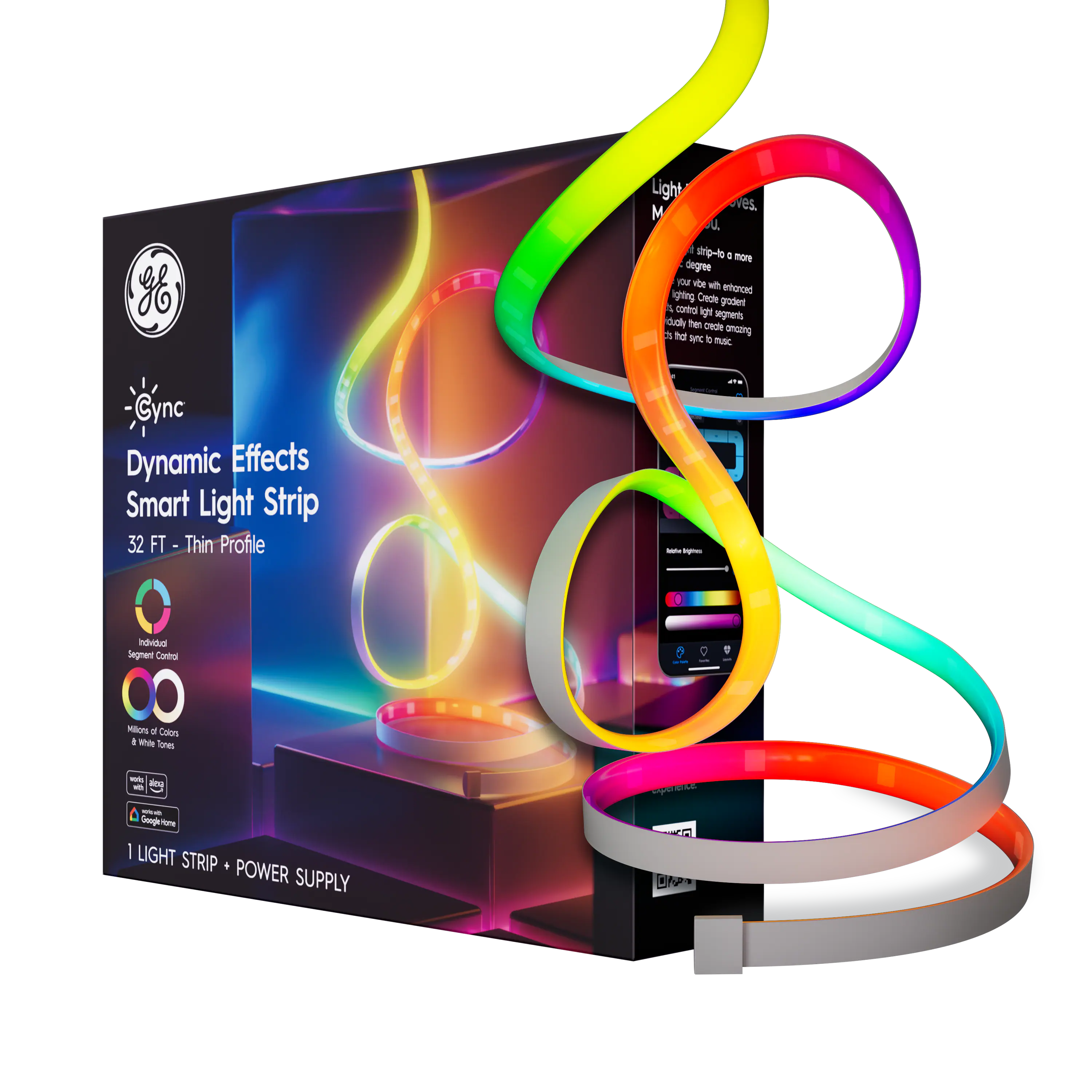Cync - Dynamic Effects Smart LED Light Strip, Color Changing, 32ft, 1pk - Full Color