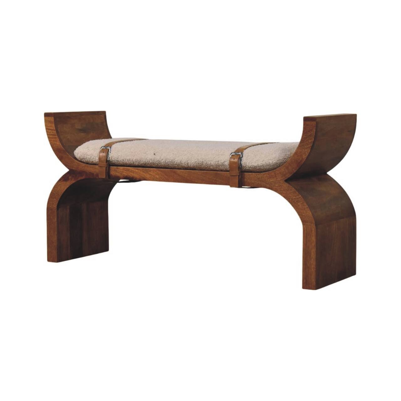 Left. Artisan Furniture - Artisan Furniture Solid Wood Stirrup Curve Bench - Brown.