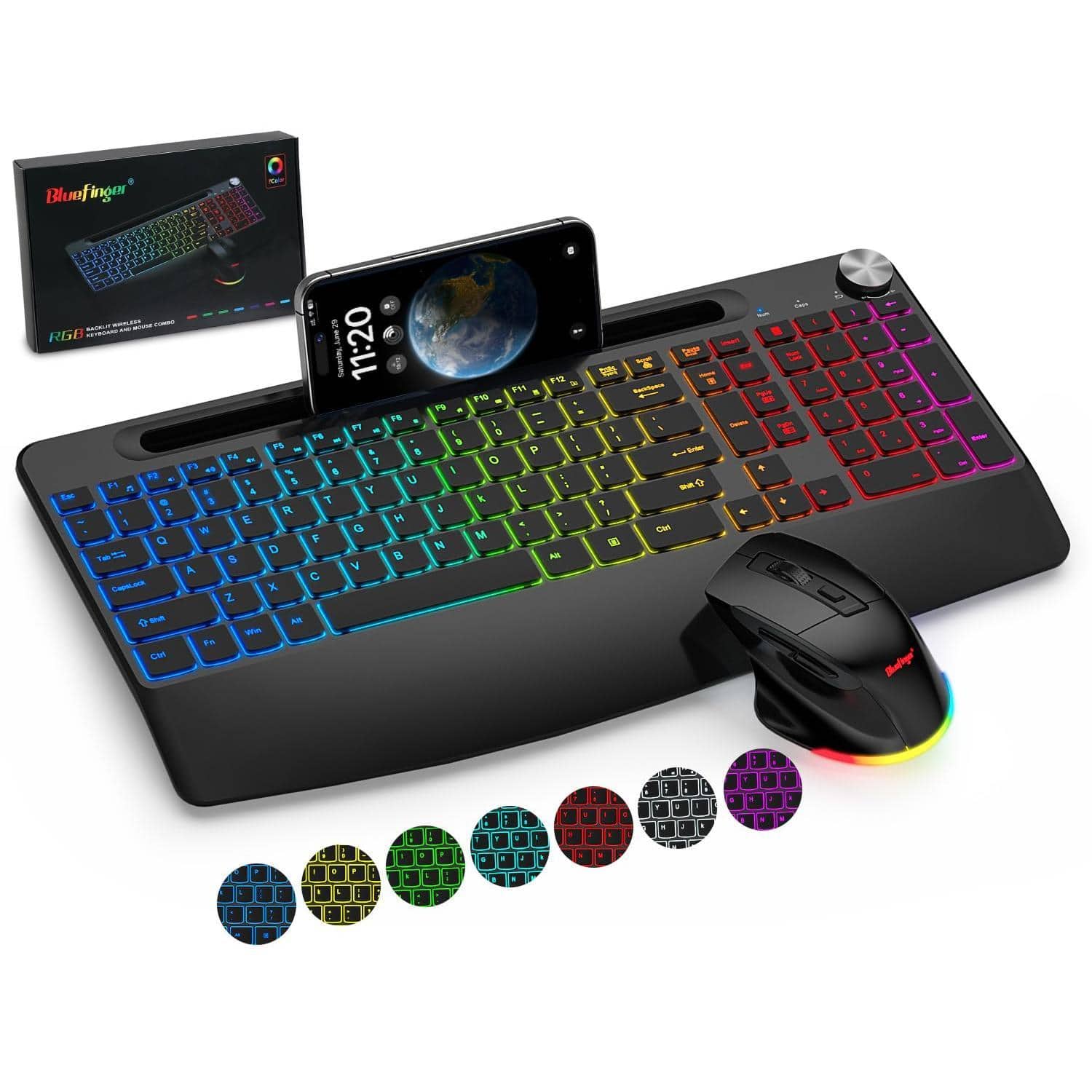 Reds Spade - And Mouse Combo 2 4g Rechargeable Gaming With Wrist Rest Phone Holder Volume Knob Silent Up For Computer Lapto - Default