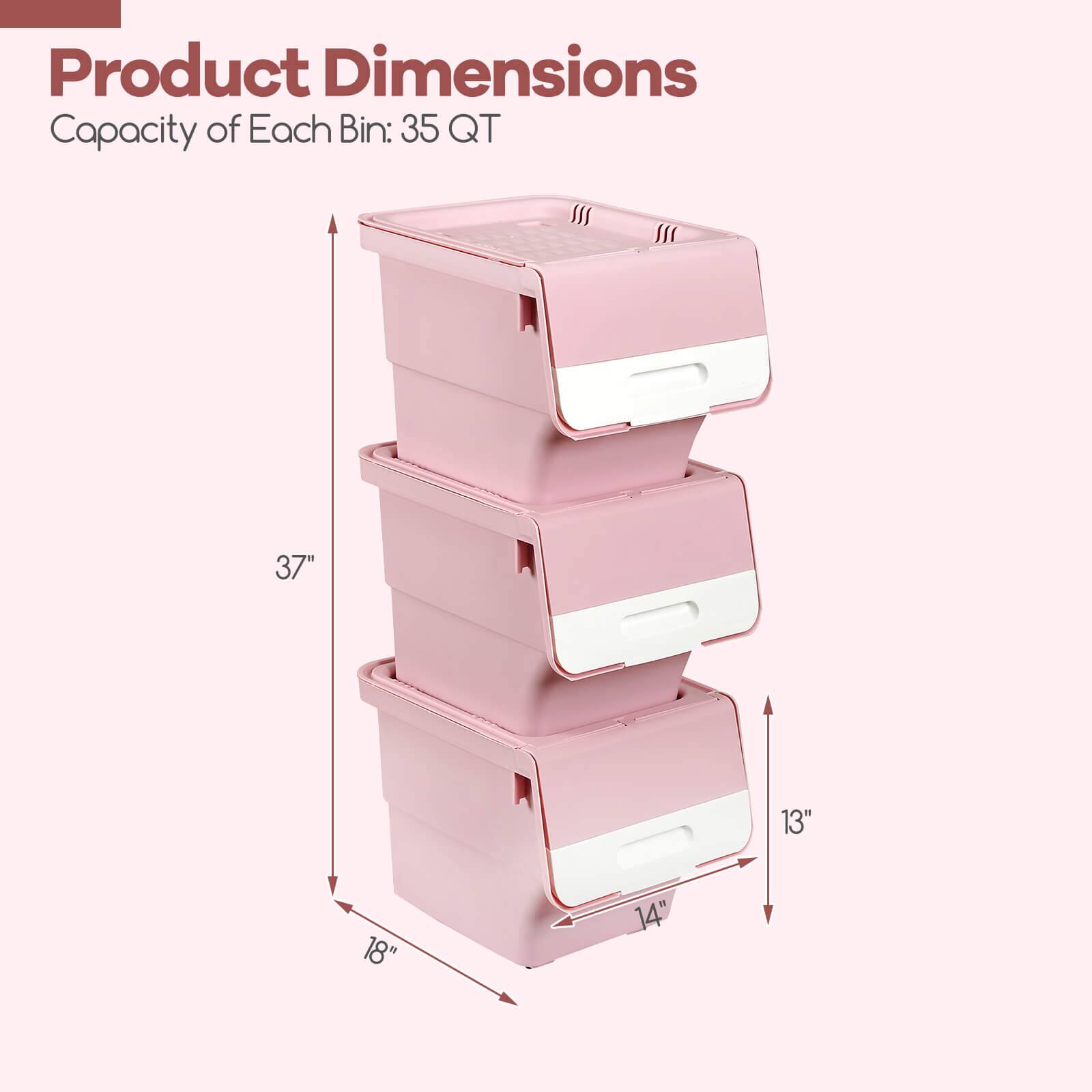 Product Dimensions  
Capacity of Each Bin: 35 QT  
37" x 13" x 18" x 14"