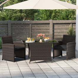 Mondawe - 45.5 x 26 x 26.5 IN Freestanding Patio Wicker Dining Set with 2 Chairs and Table 3-Piece - Mix Brown+Black